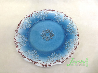 European-style circular plate printing plate dinner plate melamine material for household use