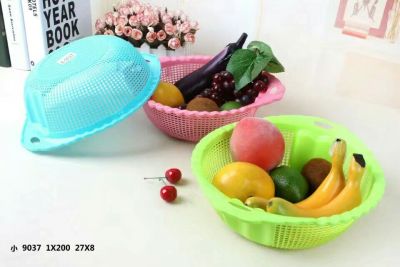 Fashion creative plastic multifunctional circular hollow wash basket vegetable drain sieve set Fruit storage basket