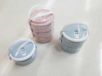 New shelves creative plastic + stainless steel insulated lunch box layer insulation barrels