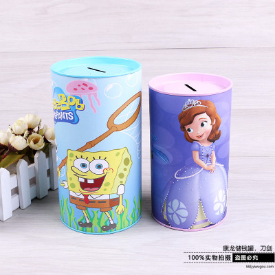 Creative cute cartoon can only go in piggy bank tin can change jar gift