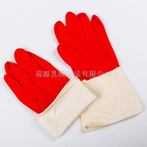 household gloves two-color latex household gloves laundry dishwashing rubber gloves daily necessities wholesale 60g