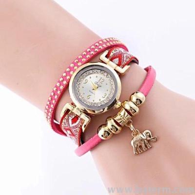 Quick selling fashion bohemian gold elephant pendant bracelet Watch