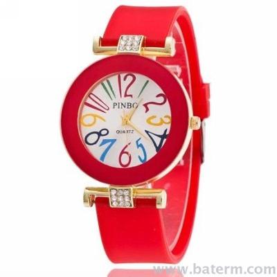 Fashion trend ultra-thin color digital silicone strap lady Watch quartz watch multicolor optional
