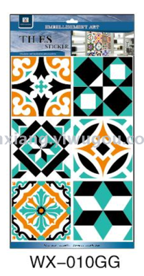 Six self-adhesive Wall stickers Moroccan square pattern bathroom tile  kitchen  decorative Wall Stickers