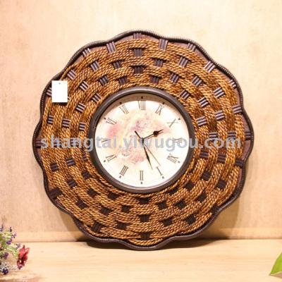 Hot-Selling Retro Southeast Asian Style Handmade Bamboo and Wooden Frame Wall Clock 09-127