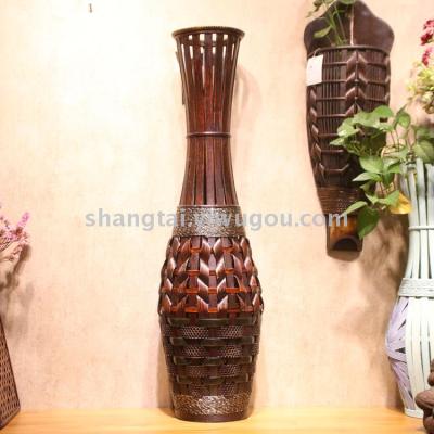 Chinese Retro Southeast Asian Style Handmade Bamboo Woven Vase Flower Flower Container DL-17338