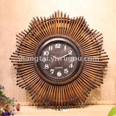 Hot Selling Retro Southeast Asian Style Handmade Bamboo Frame Wall Clock 09-402