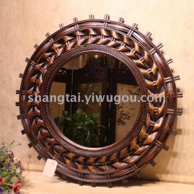 Hot Selling Retro Southeast Asian Style Handmade Bamboo and Wood Woven Glasses Frame Hanging Mirror 09-13603