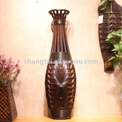 Chinese Retro Southeast Asian Style Handmade Bamboo Woven Vase Flower Flower Container DL-17337