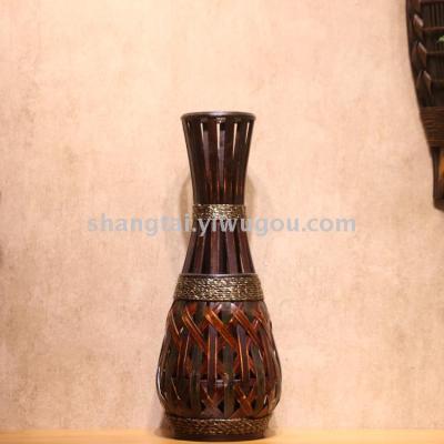 Chinese Retro Southeast Asian Style Handmade Bamboo Woven Vase Flower Flower Container DL-17360