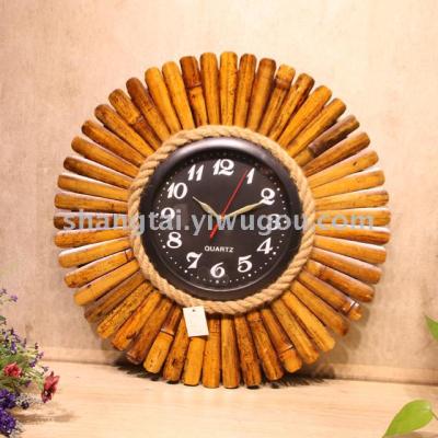 Hot Selling Retro Southeast Asian Style Handmade Bamboo Frame Wall Clock 09-128