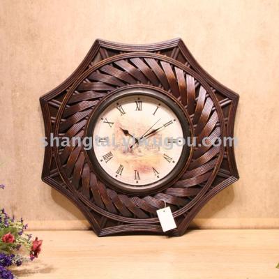 Hot Selling Retro Southeast Asian Style Handmade Bamboo Frame Wall Clock 09-13620
