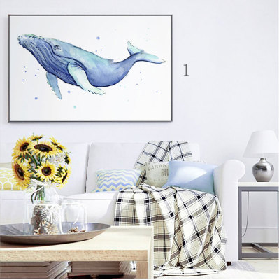 Decoration painting modern simple living room sofa background wall hanging picture restaurant dolphin fresh mural.