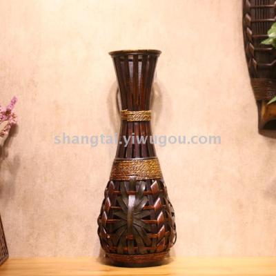 Chinese Retro Southeast Asian Style Handmade Bamboo Woven Vase Flower Flower Container DL-17352