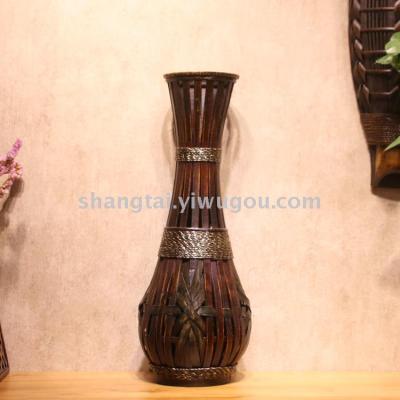 Chinese Retro Southeast Asian Style Handmade Bamboo Woven Vase Flower Flower Container DL-17351