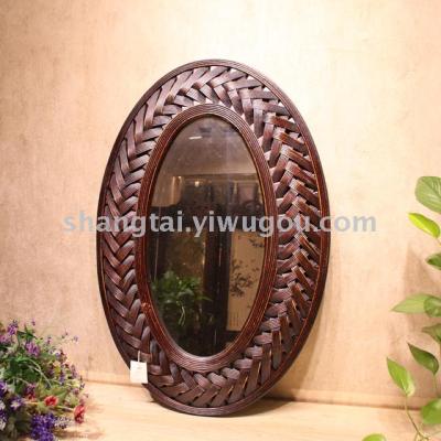 Hot-Selling Retro Southeast Asian Style Handmade Bamboo Frame Hanging Mirror 09-15018