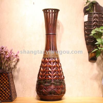 Chinese Retro Southeast Asian Style Handmade Bamboo Woven Vase Flower Flower Container DL-17340