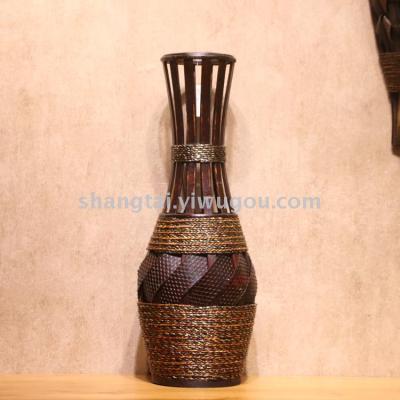Chinese Retro Southeast Asian Style Handmade Bamboo Woven Vase Flower Flower Container DL-17355