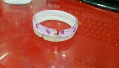 2017 acrylic plastic eco - friendly printed bracelet with new flowers printed in the bracelet