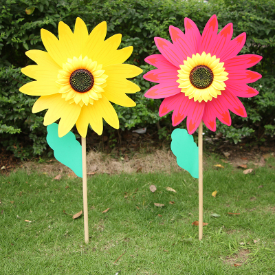 Sell 36cm wooden pole, residential garden decoration festival decoration solar flower windmill