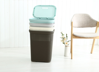 New shelves creative plastic square covered large laundry baskets dirty clothes basket storage Box