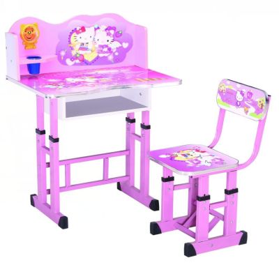 Red Sun furniture Factory pink series desks and chairs, learning tables and chairs, alarm clocks and pen