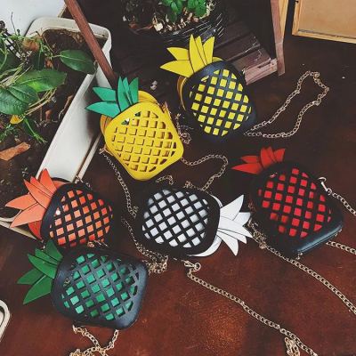 2017 new personality female bag pineapple bag spring and summer color bump chain single shoulder slanting small bag creative backpack