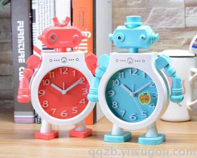 Korean Style Cute Creative Table-Mounted Robot Alarm Clock Student Wake-up Clock Stationery Store