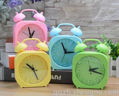 Korean Style Creative Table Setting Cute Square Matt Bell Alarm Clock Clock