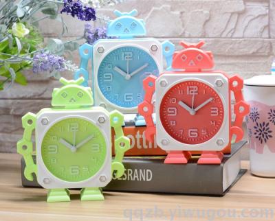 Korean Style Cute Creative Table-Mounted Robot Alarm Clock Student Wake-up Clock Stationery Store