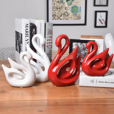 Gao Bo Decorated Home Ceramic Crafts Animal Ornaments Ceramic Swan Home Craft Ornaments