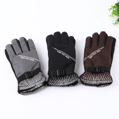 Men winter cycling motorcycle leather gloves winter warm and thickened gloves.