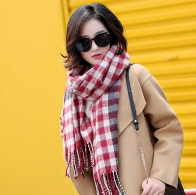 Autumn and winter's new plaid scarf, cashmere, wool and color plaid geometric thermal shawl
