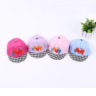 Children in spring and autumn English baby embroidered hat child soft along the hat.