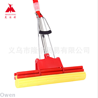 Meijiating 33 cm stainless steel guandong cotton broad - than wooden slurry rubber mop double extrusion water mop