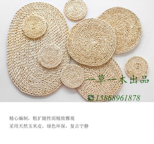 pastoral environmental protection placemat straw coffee pad corn husk coaster outdoor picnic mat