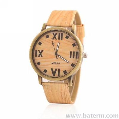 Factory outlet fashion trend wood grain series Roman numerals male and female students watch quartz watch