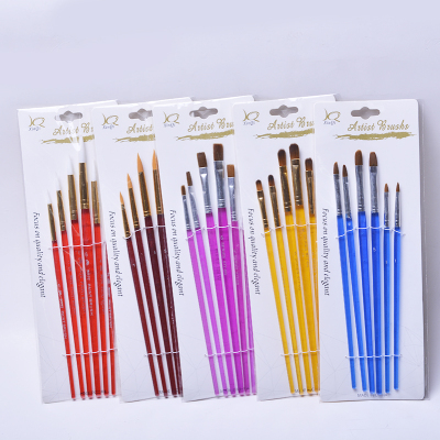 Xinqi painting material manufacturers direct No. 1-6 plastic penholder nylon wool different brush tips oil brushes