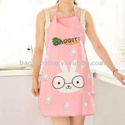 Cartoon Kitchen Bust Apron PVC Waterproof Apron Cute anti oil sleeveless apron