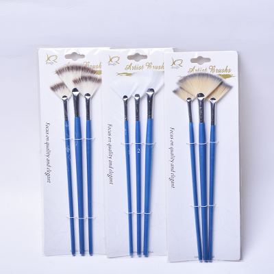 Xinqi painting material manufacturers direct sale of 3 pieces of fan-shaped pearl blue pen pen set