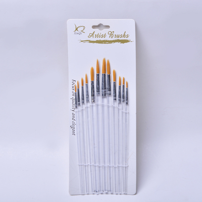 Xinqi painting material manufacturers direct 12 transparent plastic penholder pointed nylon wool brush