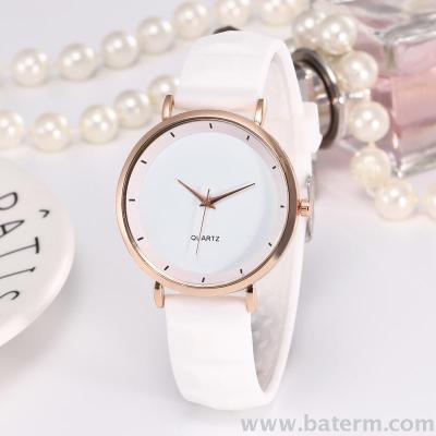 Korean fashion simple rose gold scale silicone men and women watch candy color tape student Watch
