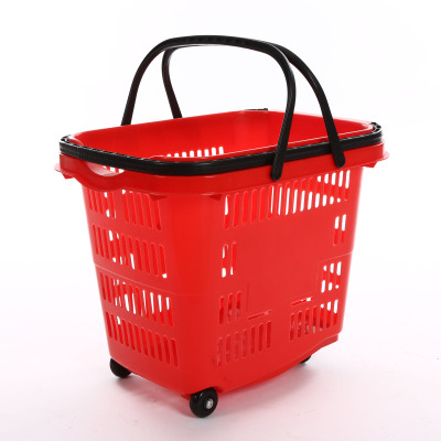 Four-Wheel Supermarket Shopping Basket Shopping Mall Basket Bar Drinks Plastic Shopping Basket