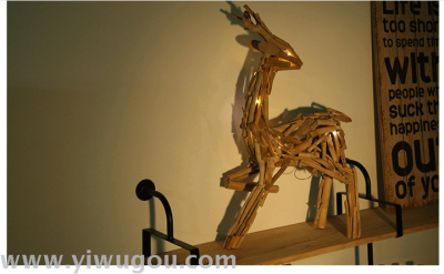 Drifting wood handmade creative gifts wooden crafts Christmas led deer ornaments home living room Furnishings