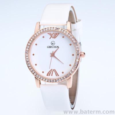 Fashion trend Diamond Simple Roman numeral dial light leather strap lady Watch Quartz watch
