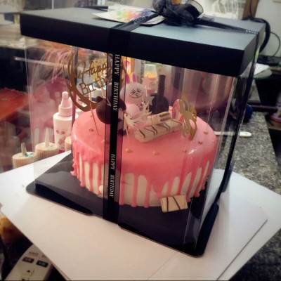 Transparent birthday cake box custom-made logo baking package wholesale