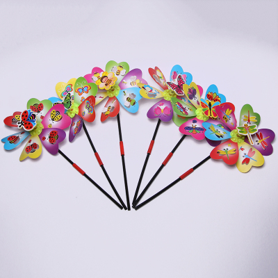 A variety of cartoon image plastic windmill colorful patterns children's toys small windmill silk selling toys