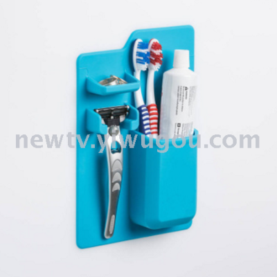Bathroom silicone toothbrush toothpaste storage box razor storage bracket makeup mirror toothbrush holder