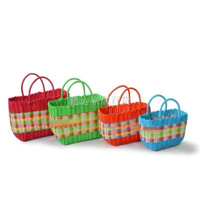 Plastic woven storage basket basket shopping basket hand basket needle pet basket