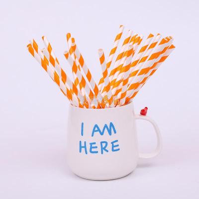 Europe and the United States exports disposable disposable paper orange striped food grade kraft straw